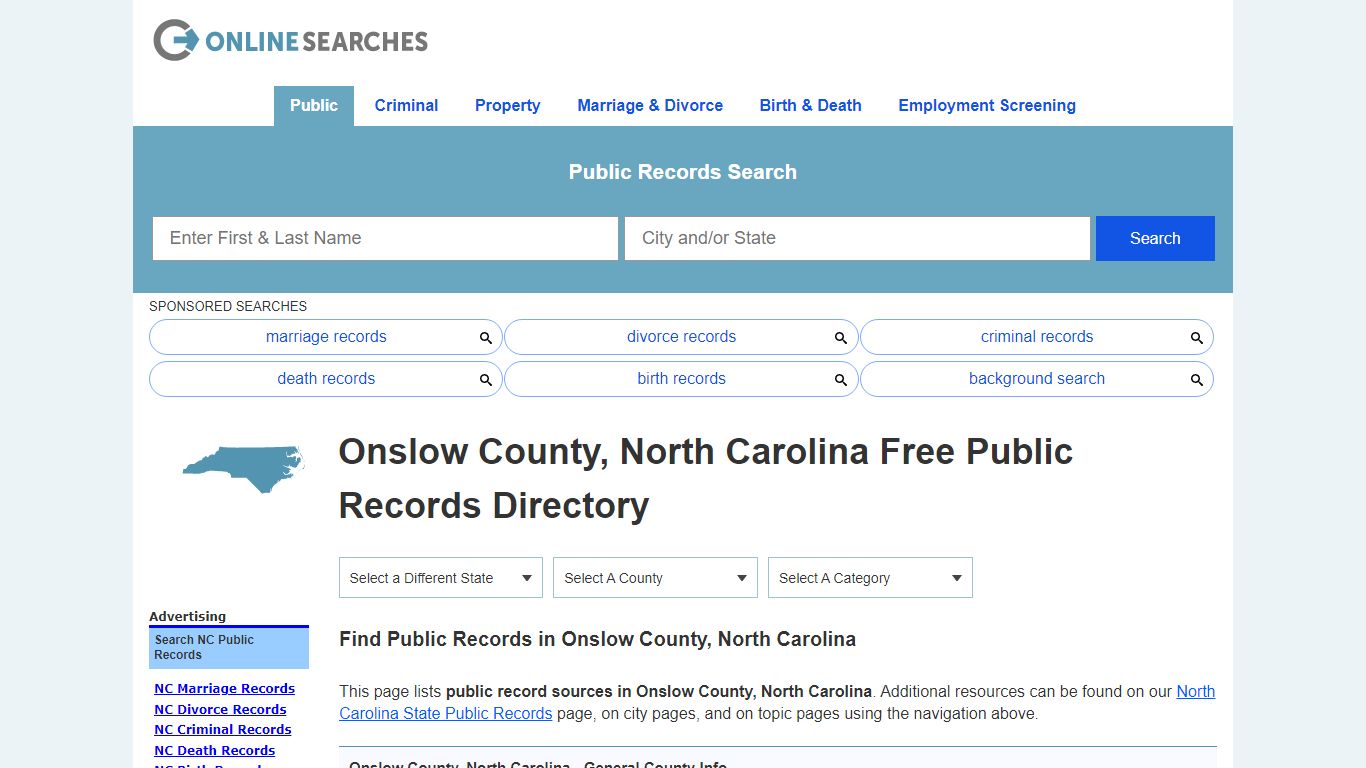 Onslow County, North Carolina Public Records Directory