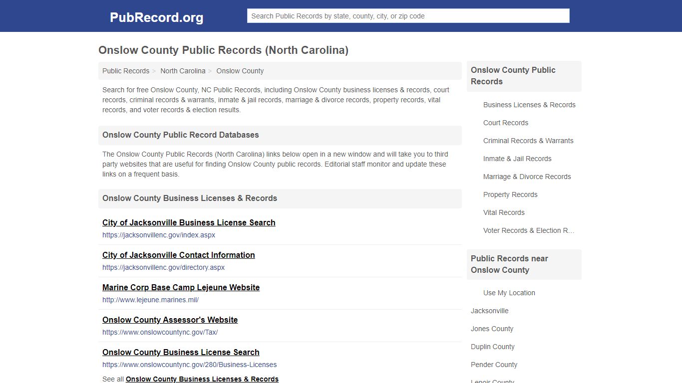 Free Onslow County Public Records (North Carolina Public ...